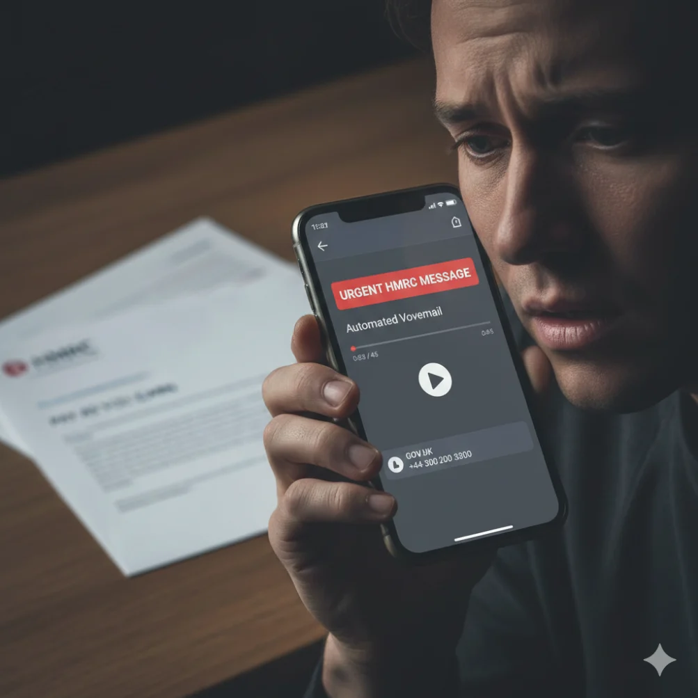 HMRC scam phone call UK – automated voice claiming tax arrears warrant, who telephoned me from HMRC impersonator
