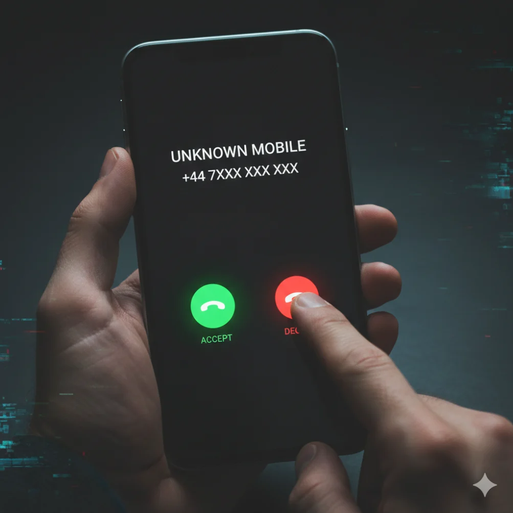 Mobile phone scam UK – who phoned me from 07 mobile number, unknown caller on smartphone screen